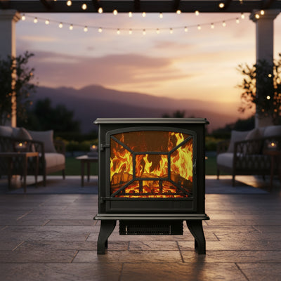 24" Freestanding Infrared Electric Fireplace Stove