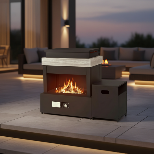 40.5" Outdoor Propane Fireplace with Tank Storage and Dust Cover-