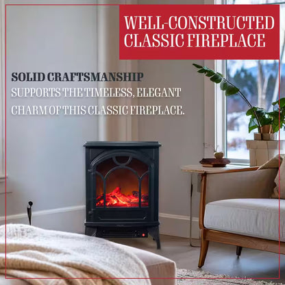 21.5 In. Freestanding Classic Electric Log Fireplace in Black