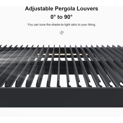 Gray Louvered Pergola Outdoor Aluminum Pergola with Adjustable Roof for Patio Gray Hardtop Gazebo