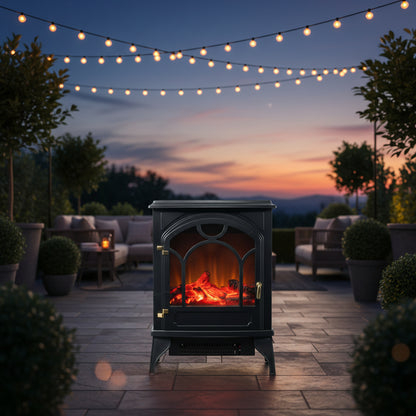 21.5 In. Freestanding Classic Electric Log Fireplace in Black