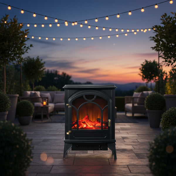 21.5 In. Freestanding Classic Electric Log Fireplace in Black