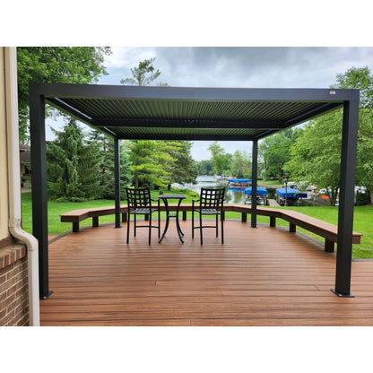 Gray Louvered Pergola Outdoor Aluminum Pergola with Adjustable Roof for Patio Gray Hardtop Gazebo