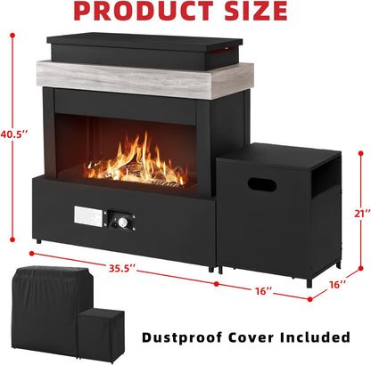 40.5" Outdoor Propane Fireplace with Tank Storage and Dust Cover-
