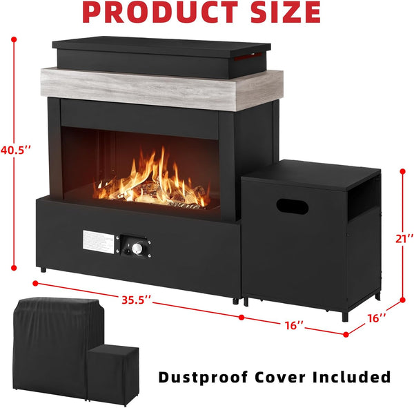 40.5" Outdoor Propane Fireplace with Tank Storage