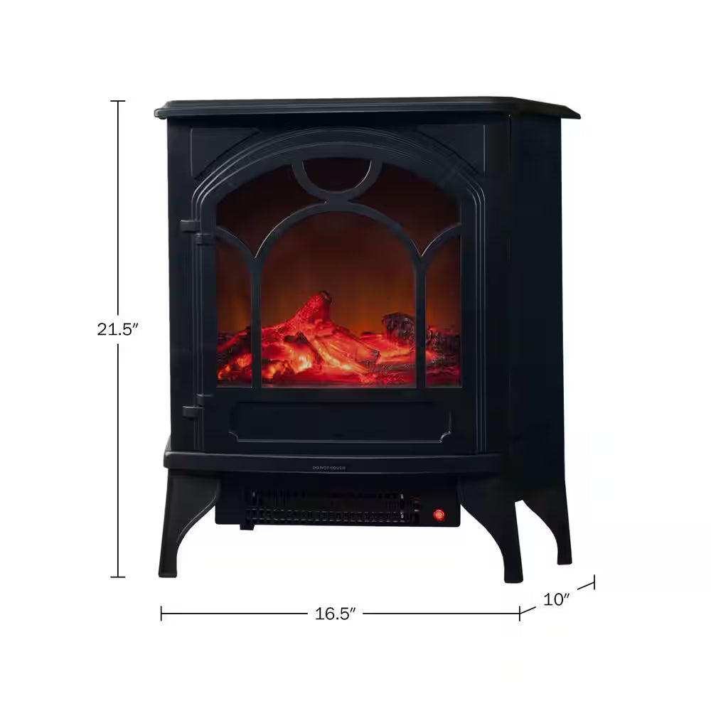 21.5 In. Freestanding Classic Electric Log Fireplace in Black