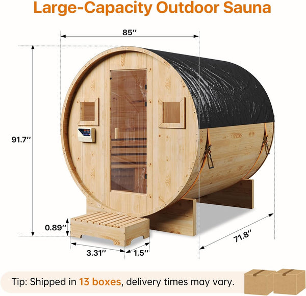 Traditional Cedar Outdoor Barrel Sauna