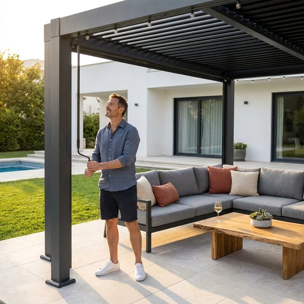 Year-Round Aluminum Louvered Pergola with Integrated Drainage