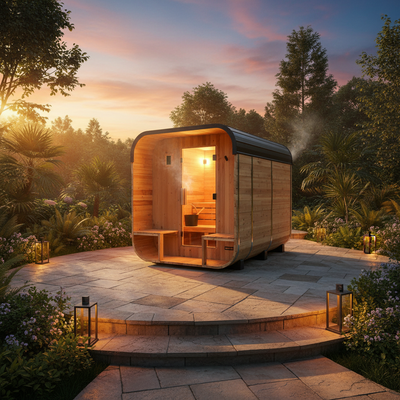 Lennon 4–6 Person Cedar Cube Sauna with Porch & Wi-Fi Control